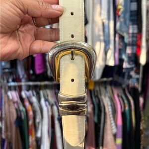Chic Cream Belt with Silver Buckle
